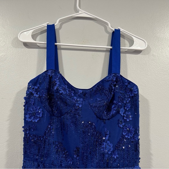 Dress the Population Adelina Sequin Fit Flare Dress Electric Blue XXS - Picture 5 of 7